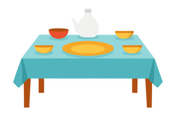 Table set with dishes