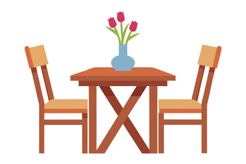 Table with tulips and chairs