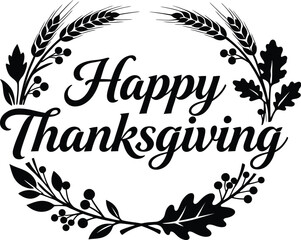 Happy thanksgiving day typography design.