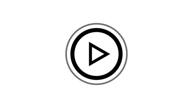 Simple black play button icon inside a circle on a white background for media playback and streaming
