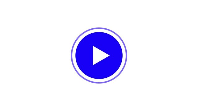 Simple blue play button icon on a clean white background representing start play or media playback