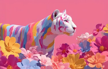 tiger and flowers