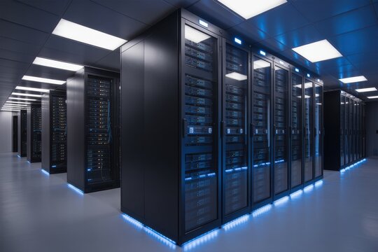 Data center servers room hosting database technology network computing it infrastructure and hardware system