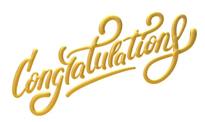 Congratulations gold 3D script text