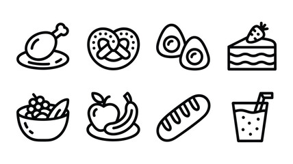 Collection of simple hand drawn food and drink icons