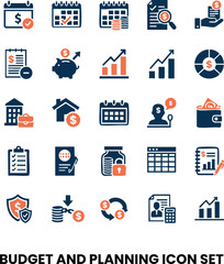 Budget and Planning Icons  Modern Finance and Project Management Symbols