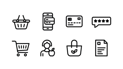 Collection of hand drawn e commerce and shopping icons