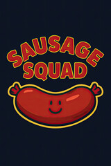 Sausage Squad - Hilarious Hot Dog Cartoon Design, Perfect for Foodies & Grill Masters. This Cute Frankfurter Character is Ideal for Your Meat-Loving Team, Excellent for BBQ Parties, Cookouts