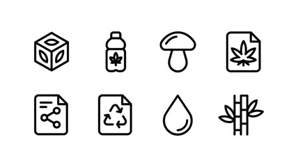 Fototapeta premium Set of simple line icons representing natural and sustainable products and concepts