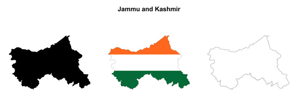 Transparent Jammu and Kashmir outline map set