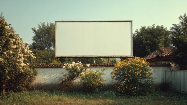 Empty Outdoor Billboard Space Amidst Rustic Nature