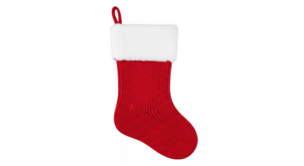 Red christmas stocking isolated on transparent background, png