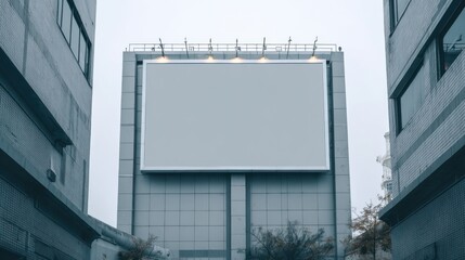 Obraz premium Large Blank Billboard on Modern City Building Facade