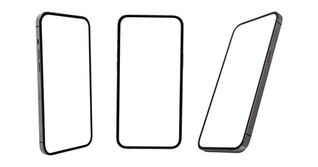 Blank smartphone mockup frames on Transparent Background png
