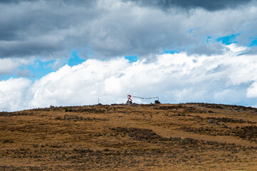 The yellow grassland on the plateau in autumn