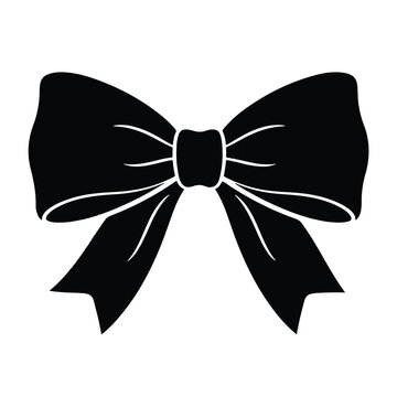 A black and white illustration of a bow the bow has a classic shape with loops and tails