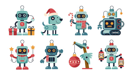 Festive Robots: Collection of cheerful robots designed with holiday themes, ideal for adding a touch of whimsy to any festive project.
