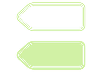 淡い緑のタグ・値札フレーム・左向き矢印型のダブルラインラベルセット