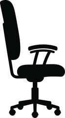 Silhouette of a black office chair on a white background