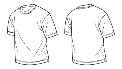 T shirt template vector design for fashion apparel blank front and back view outline technical sketch mockup