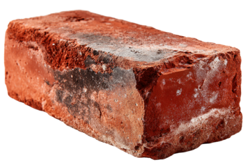 Red Brick's Texture: A close-up shot of a single, weathered red brick, highlighting its rustic texture and enduring appeal.