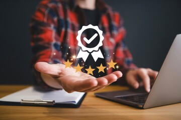 Customer satisfaction five stars review feedback experience quality service best rating top choice