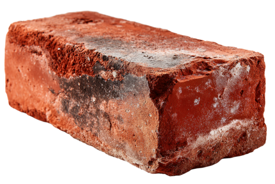 Red Brick's Texture: A close-up shot of a single, weathered red brick, highlighting its rustic texture and enduring appeal.