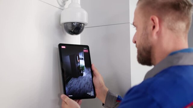 Security Technician Installing CCTV Surveillance System