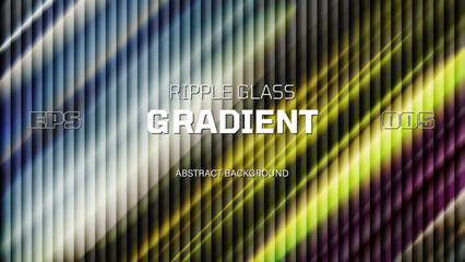 Glass fractal gradient with reeded effect chromatic background, Abstract ripple glass transitions distortion with vibrant diagonal gradients smooth fluted vertical lines