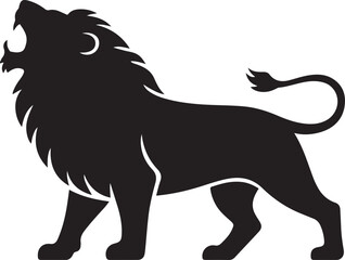 a lion roaring design silhouette vector illustration. Vector Black silhouettes. with white background