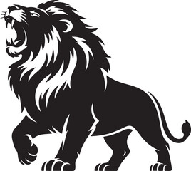 a lion roaring design silhouette vector illustration. Vector Black silhouettes. with white background