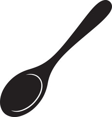 Wooden Spoon Only Silhouette Vector Illustration. Vector Black silhouettes. with white background