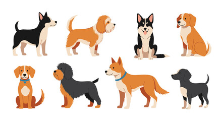 Fototapeta premium A charming collection of various dog breeds depicted in a pixel art style.