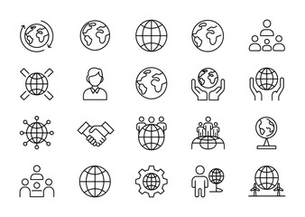 Global network international communication world icon collection
