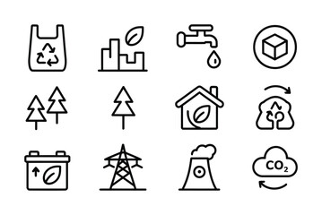 Eco green energy sustainability climate environment icons