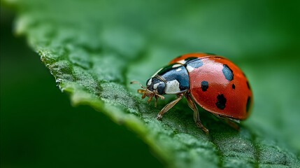 Obraz premium macro photography of a red ladybird on a leaf