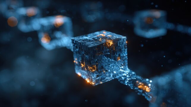 Futuristic Abstract Data Cube Digital Technology Connection