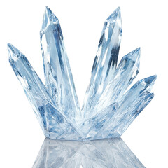 Blue Crystal Cluster with Shiny Facets and Reflective Surface