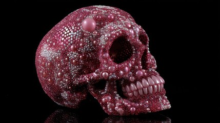 Glamorous Pink Skull Art Covered in Sparkling Beads