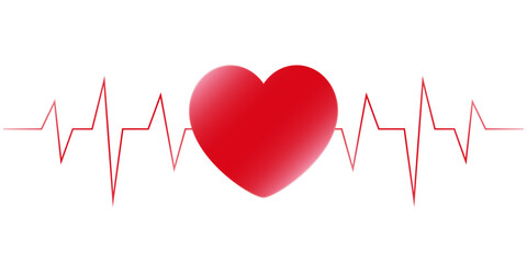 Heart symbol with heartbeat line in vibrant red color for health and wellness concepts