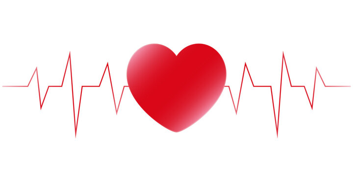 Heart symbol with heartbeat line in vibrant red color for health and wellness concepts