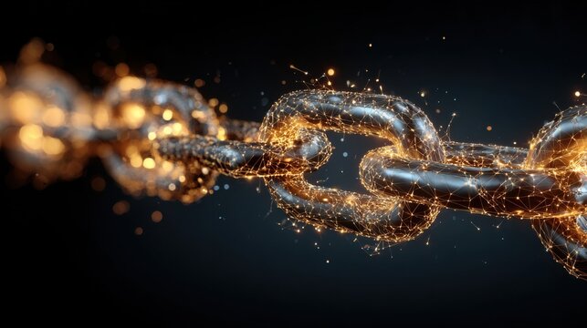 Glowing Digital Chain Network Connection Technology