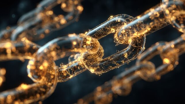 Glowing Digital Chain Network Blockchain Technology Concept