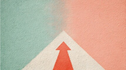 White arrow pointing up over a soft peach and mint green pastel background