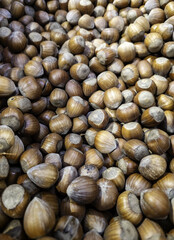 Raw chestnuts at a market