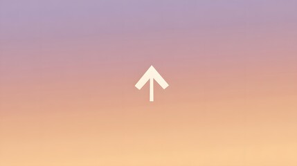 Minimalist white arrow pointing upward on a gradient of pale orange and lilac