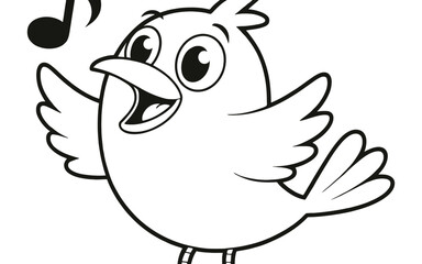 Fototapeta premium Cartoon bluebird singing vector illustration for design use