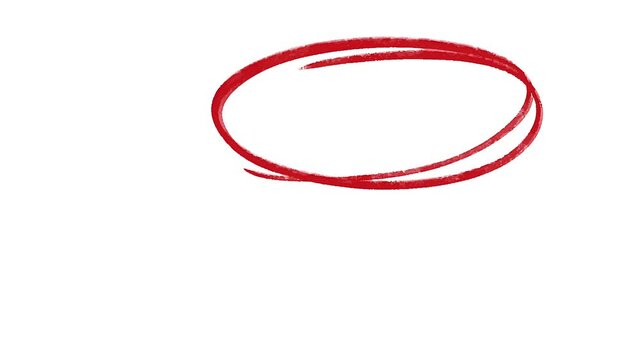 Simple hand-drawn red oval shape on a clean white background, creating an emphatic highlight or a basic graphic element for design projects