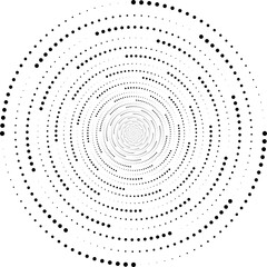 Abstract swirling spiral pattern of dots on transparent background