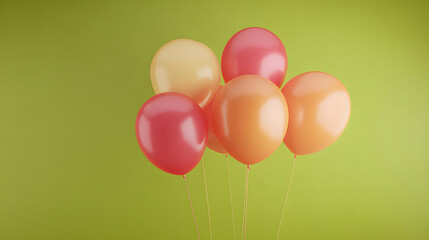 Colorful Balloons on Green Background
